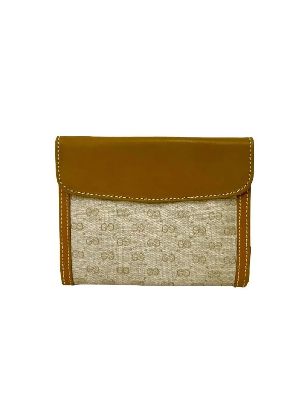 ★SOLD★ Gucci Vintage Micro GG Logo Leather Bifold Wallet Camel Ivory - Picture 2 of 10